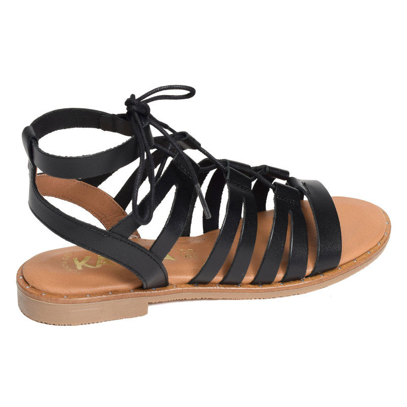 795 Noir, Sandales plates Kaola