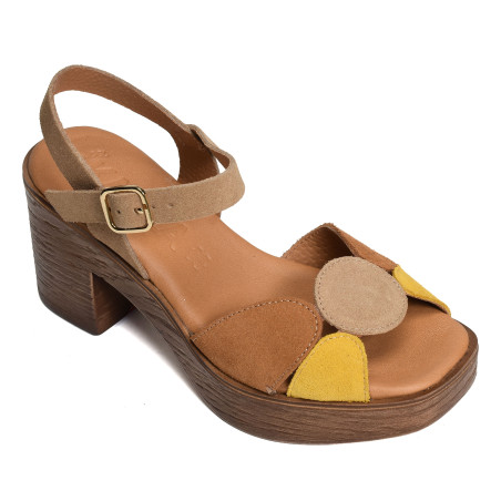 956 Camel Beige, Nu-Pieds à talon Kaola