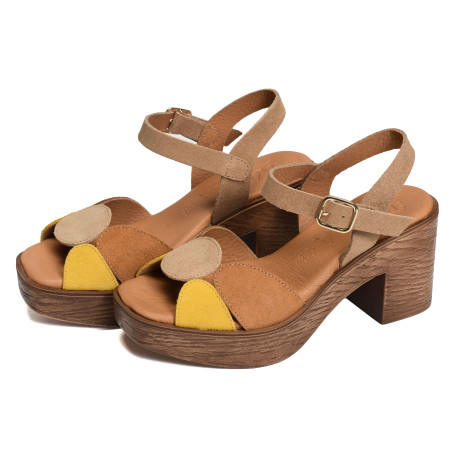 956 Camel Beige, Nu-Pieds à talon Kaola