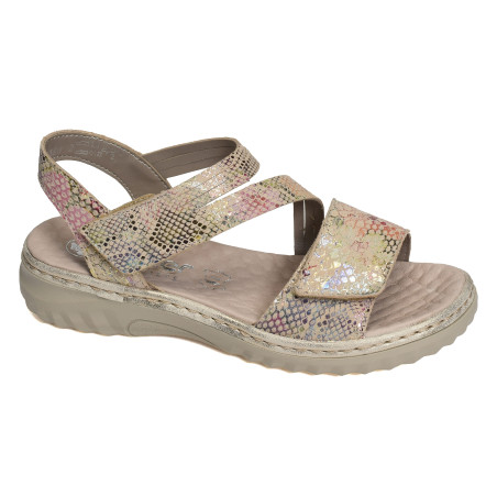 60464 Beige Multicolore, Sandales compensées Rieker