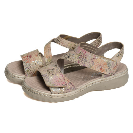 60464 Beige Multicolore, Sandales compensées Rieker