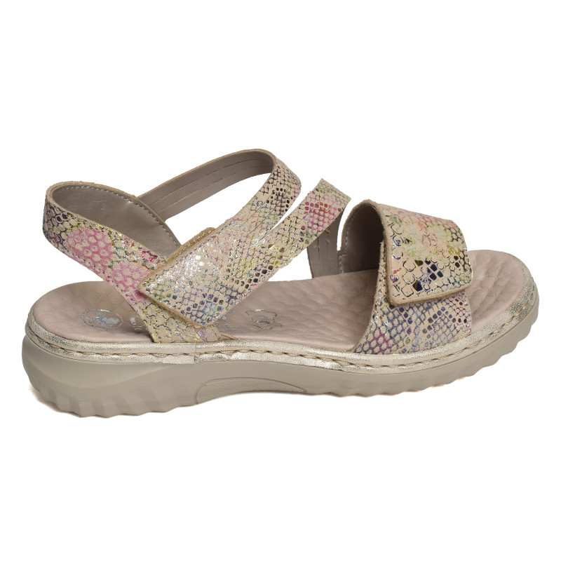 60464 Beige Multicolore, Sandales compensées Rieker