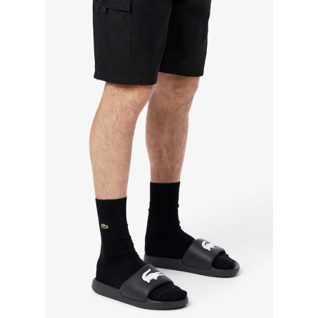 MENS SERVE SLIDE 1.0 Noir Blanc, Claquettes Lacoste