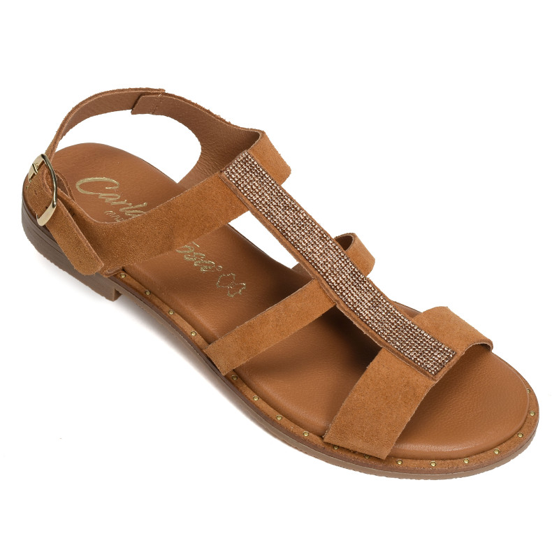 11657 Camel Cuivre, Sandales plates Carla Tortosa