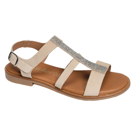 11657 Beige Argent, Sandales plates Carla Tortosa