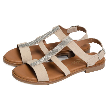 11657 Beige Argent, Sandales plates Carla Tortosa