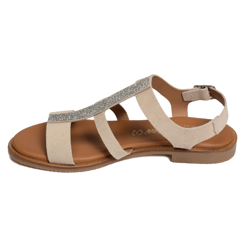 11657 Beige Argent, Sandales plates Carla Tortosa