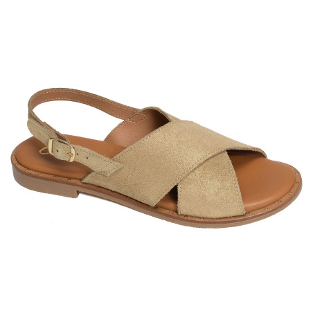 11662 Beige Or, Sandales plates Carla Tortosa