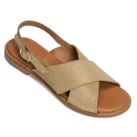 11662 Beige Or, Sandales plates Carla Tortosa