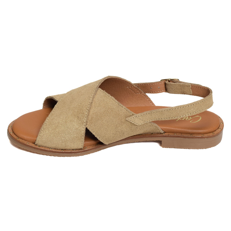 11662 Beige Or, Sandales plates Carla Tortosa