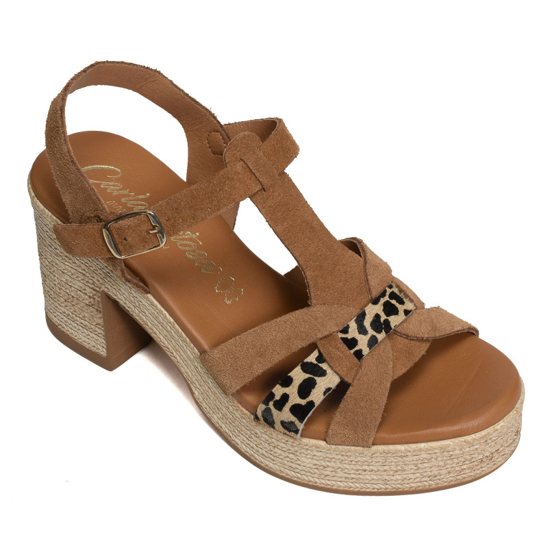 32563 Marron Léopard, Nu-Pieds à talon Carla Tortosa