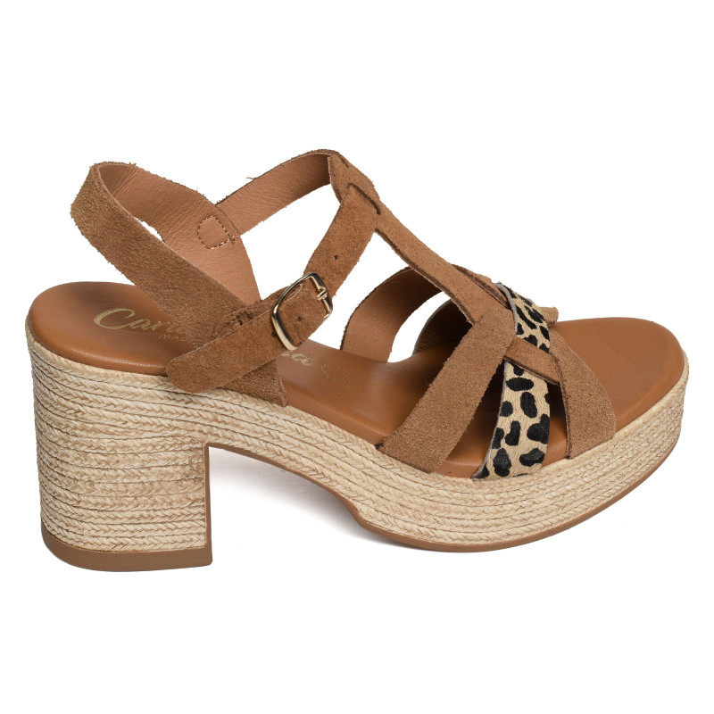 32563 Marron Léopard, Nu-Pieds à talon Carla Tortosa