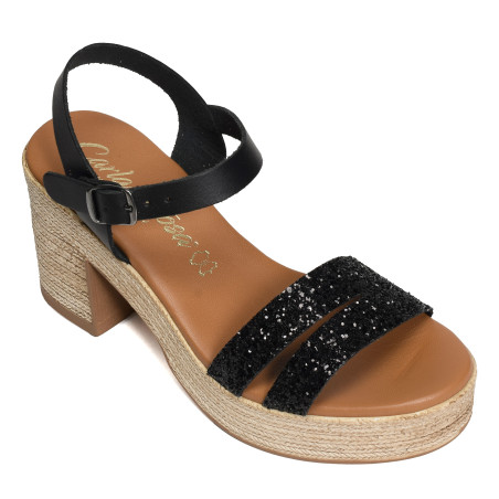 32598 Noir, Nu-Pieds à talon Carla Tortosa