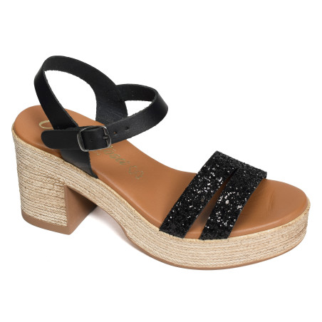 32598 Noir, Nu-Pieds à talon Carla Tortosa