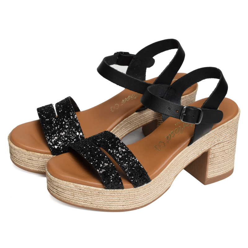 32598 Noir, Nu-Pieds à talon Carla Tortosa