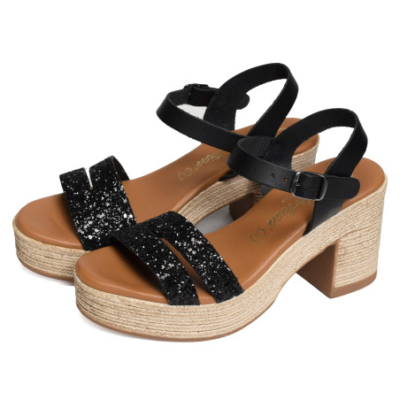 32598 Noir, Nu-Pieds à talon Carla Tortosa