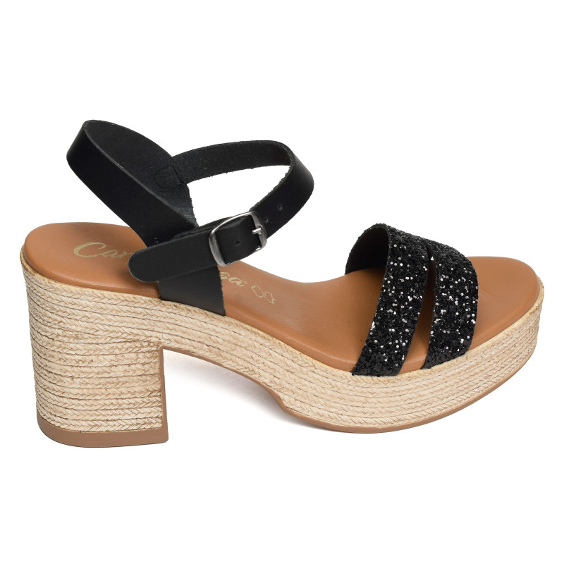 32598 Noir, Nu-Pieds à talon Carla Tortosa