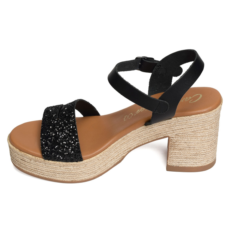 32598 Noir, Nu-Pieds à talon Carla Tortosa