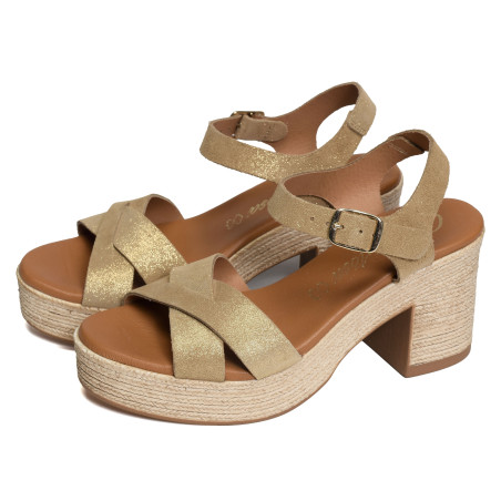 32660 Beige Or, Nu-Pieds à talon Carla Tortosa