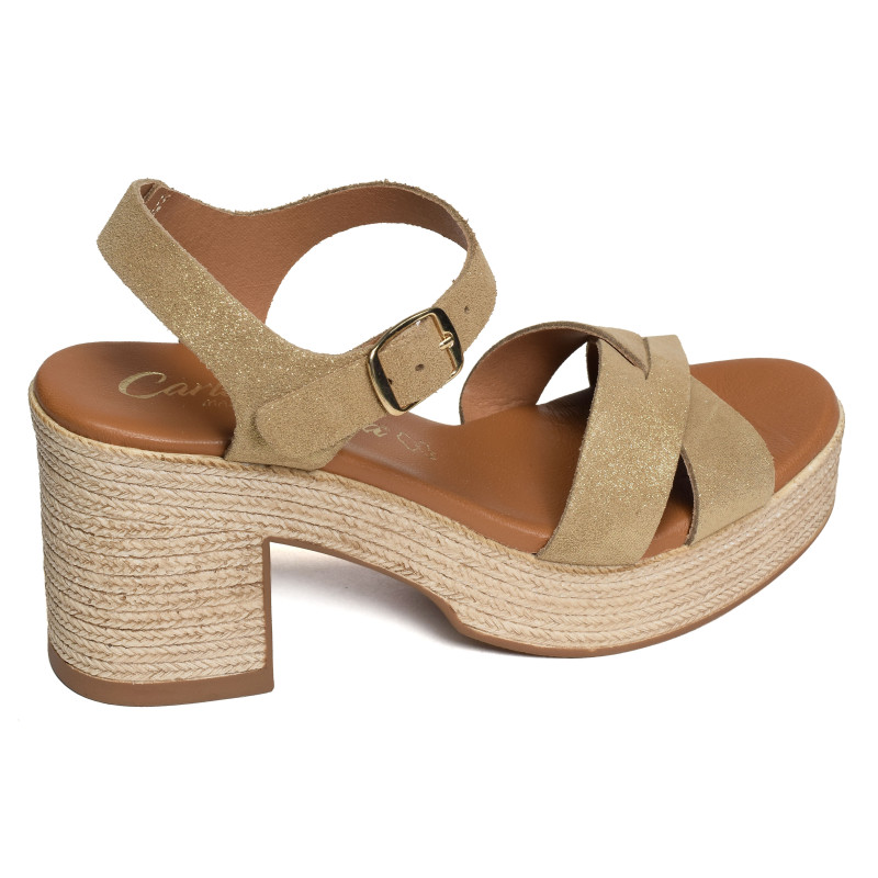 32660 Beige Or, Nu-Pieds à talon Carla Tortosa