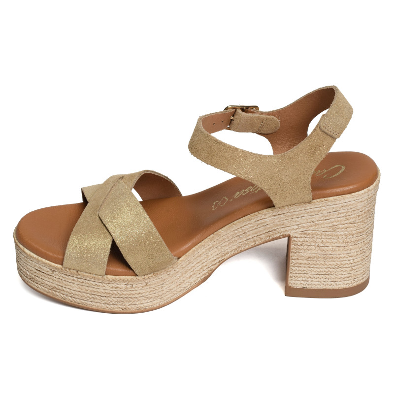 32660 Beige Or, Nu-Pieds à talon Carla Tortosa