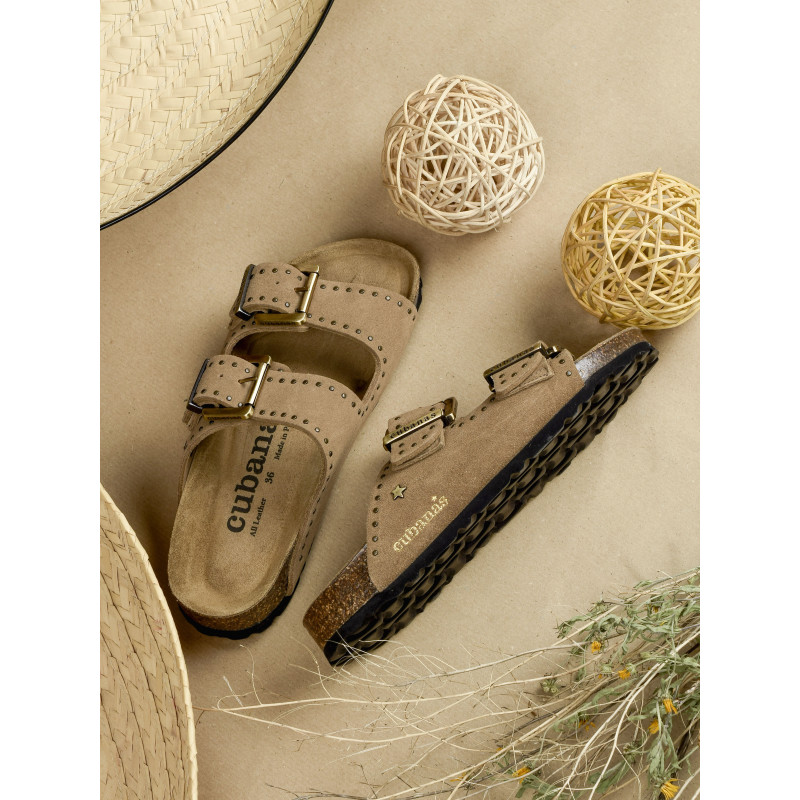 AMALIA 301 Beige, Mules Cubanas