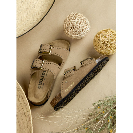 AMALIA 301 Beige, Mules Cubanas