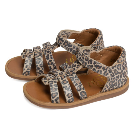 POPPY STRAP Léopard, Sandales plates & Nu-Pieds Pom d'Api