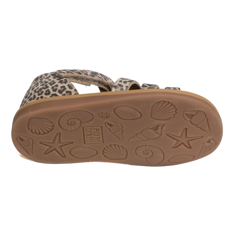 POPPY STRAP Léopard, Sandales plates & Nu-Pieds Pom d'Api