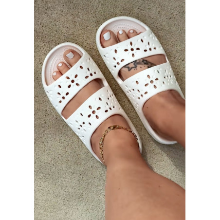 CLASSIC FLORAL CUT OUT SANDAL Blanc, Claquettes Crocs