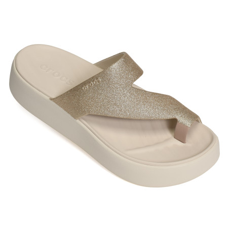 GETAWAY PLATFORM GLITTER TOE LOOP Ecru, Tongs Crocs
