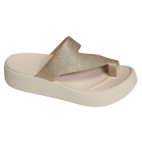 GETAWAY PLATFORM GLITTER TOE LOOP Ecru, Tongs Crocs