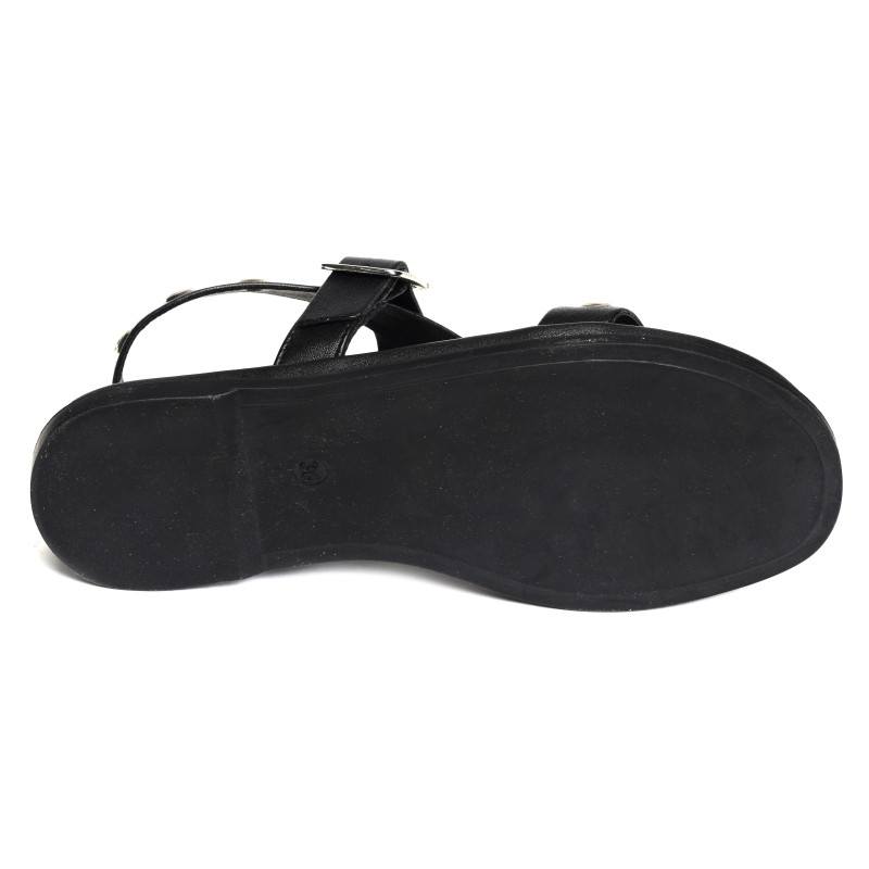 SH2312 Noir, Sandales plates Atelier Tropézien
