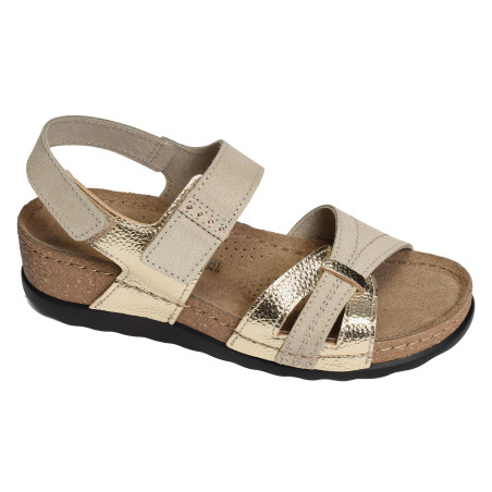 5436 Beige Platine, Sandales compensées Rohde