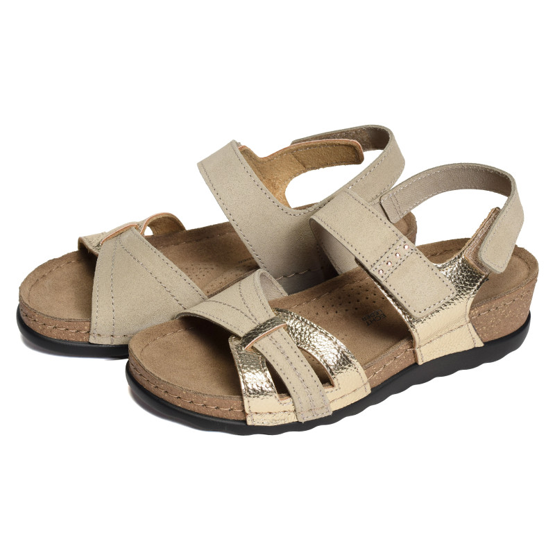 5436 Beige Platine, Sandales compensées Rohde