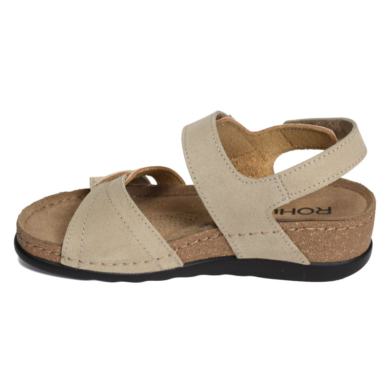 5436 Beige Platine, Sandales compensées Rohde