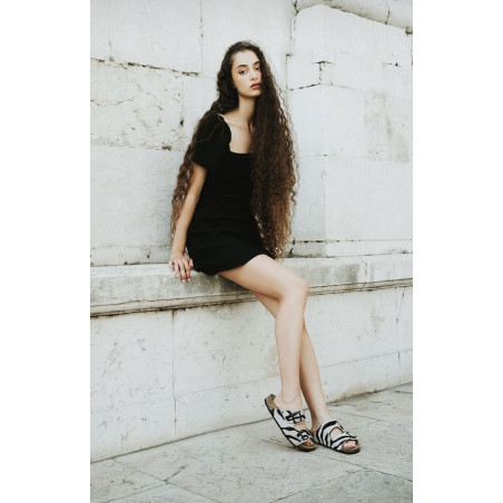 AMALIA 261 Blanc Noir, Mules Cubanas