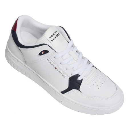 TH BASKET CORE LITE LTH MIX 5518 Blanc, Sneakers basses Tommy Hilfiger
