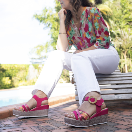 VIABUSY Fuchsia, Sandales compensées Geo Reino