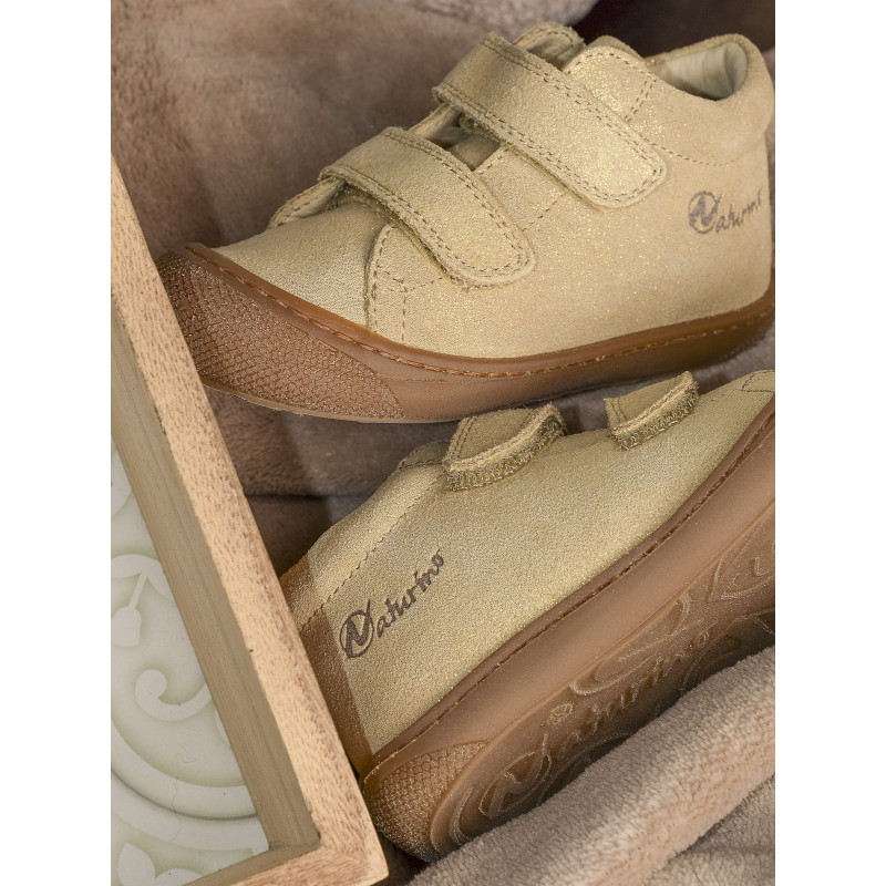 COCOON GIRL VELCRO VELOURS Or, Chaussures à Scratch Naturino