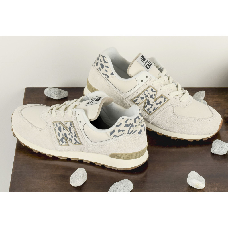 GC574 Blanc Léopard, Baskets running New Balance