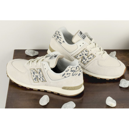 GC574 Blanc Léopard, Baskets running New Balance