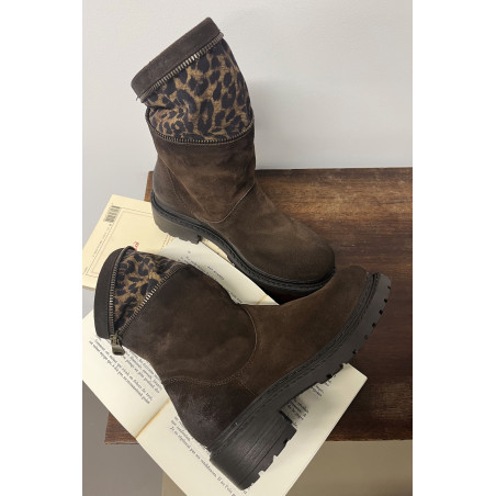 MA2206 Marron Léopard, Boots Metisse