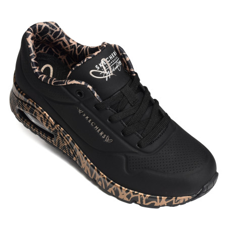 UNO LOVING LOVE Noir Or, Sneakers basses Skechers