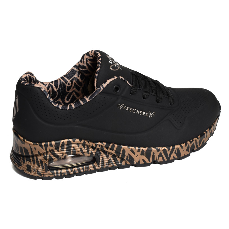 UNO LOVING LOVE Noir Or, Sneakers basses Skechers