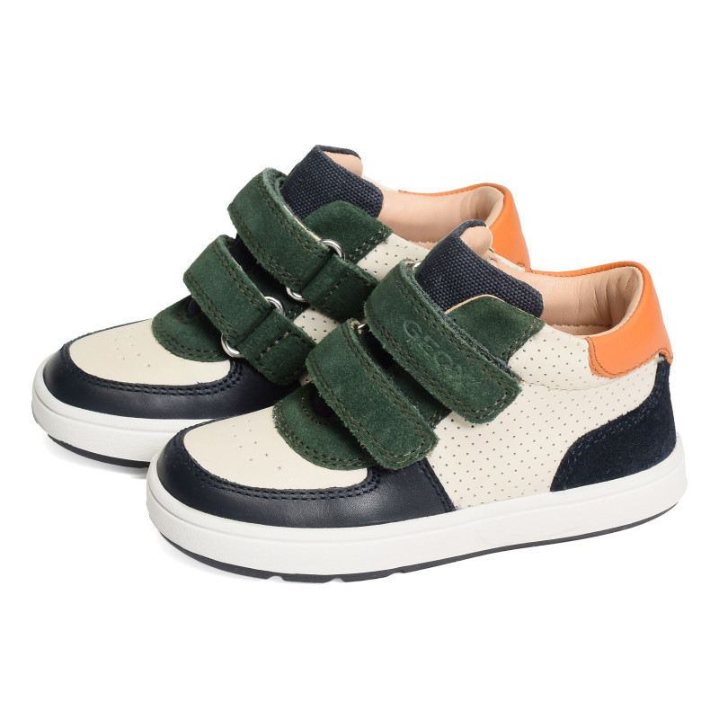 B BIGLIA BA Blanc Vert, Chaussures à Scratch Geox