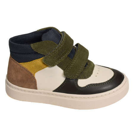 B NASHIK A Blanc Kaki, Chaussures à Scratch Geox