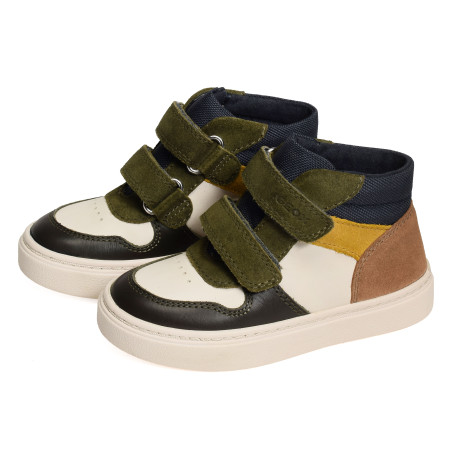 B NASHIK A Blanc Kaki, Chaussures à Scratch Geox