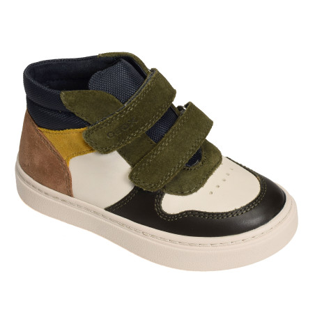 B NASHIK A Blanc Kaki, Chaussures à Scratch Geox