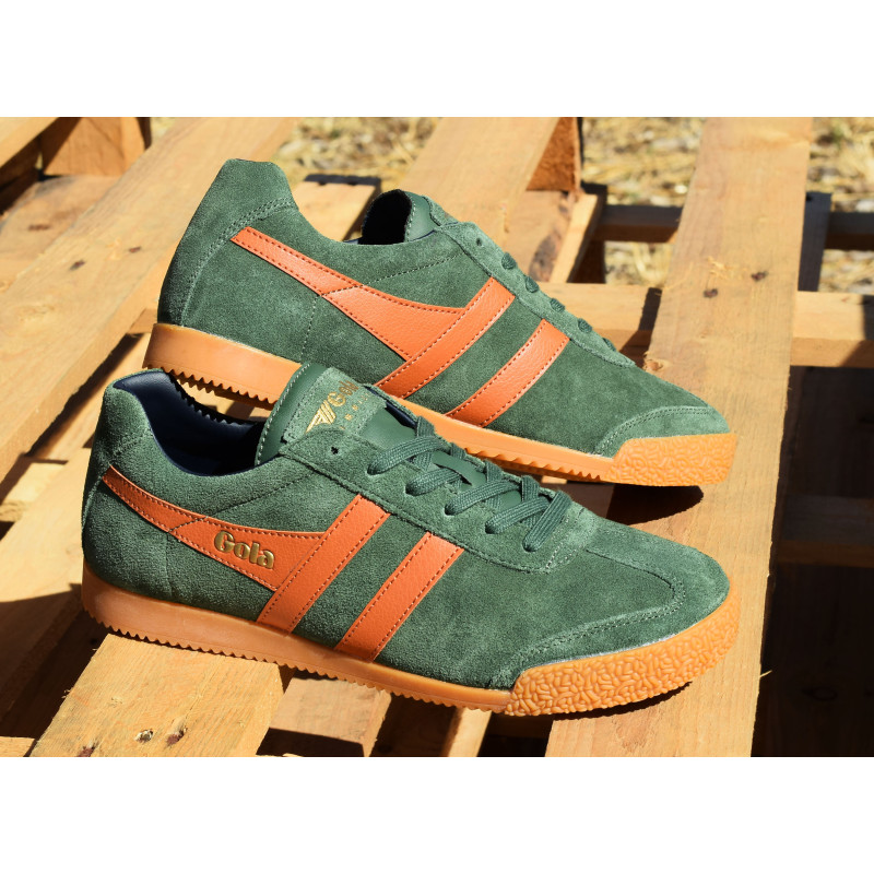 HARRIER SUEDE TRAINERS Vert Orange, Sneakers basses Gola